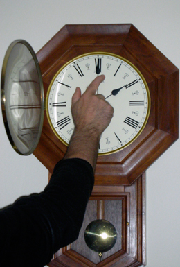 hand moving clock