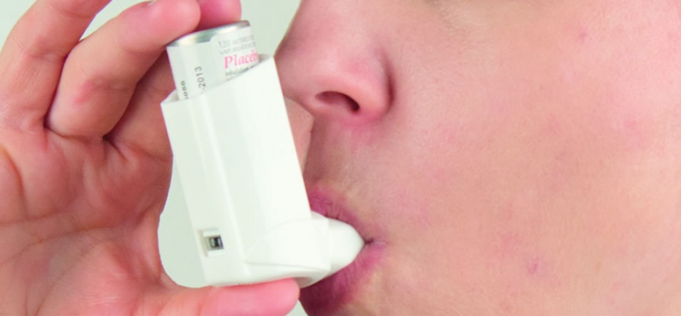 asthma inhaler in use